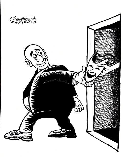 كريكاتير للفنان الليبي العجيلي الغبيدي