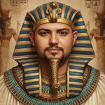 مصر الفرعونية تمثال فرعوني مع وجه بشري وغطاء رأس الكاهن.